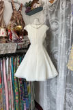 Vintage Simple Ivory Elegant A-Line Short Homecoming Dress Party Dress HZ0319