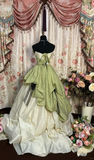 Retro Green Strapless A-Line Chiffon Long Prom Dress Evening Ball Gown, HZ0319