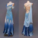 Blue Straps Mermaid Beading Onbre Vintage Long Evening Party Dresses, HZ0319