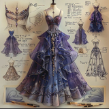 Purple Spaghetti Straps A-Line Beading Long Prom Dress Evening Gown, HZ0319