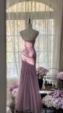 Lilac Spaghetti Straps Mermaid Beading Long Evening Dress Vintage Party Dress, HZ0319