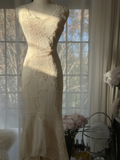 Elegant Sleeveless Ivory Mermaid Chiffon Ankle Length Vintage Party Dress, HZ0319