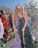 Dark Navy Sweetheart A-Line Lace Tiered Long Party Dress Senior Prom Dress, HZ0319