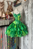 Vintage Green Exquisite Tie-dye Design A-Line Short Tiered Homecoming Dress Party Dress HZ0319