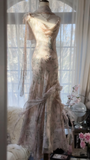 Light Pink Straps Mermaid Beaded Long Evening Dresses Birthday Outfits, HZ0319