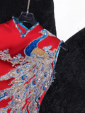 Gorgeous Shiny Red Beaded Sequined Embroidery Design Mermaid Prom Dress Evening Dress HZ0319