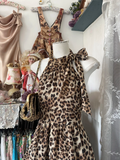 Vintage Leopard Print Halter Dress Design A-Line Homecoming Dress Party Dress HZ0319