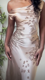 Elegant Prom Dress Sleeveless Sheath Satin Appliques Long Mermaid Evening Party Dresses, HZ0319