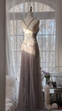 Vintage Light Purple Applique Design Romantic Chiffon Evening Dress Prom Dress HZ0319