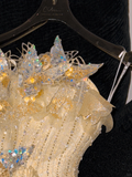 Gorgeous Shiny Yellow Sequin Beaded 3D Butterflies A-Line Floor-length Evening Dress Prom Dresses HZ0319