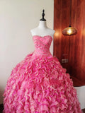 Charming Prom Dress Sweetheart Ruffle Tiered Evening Dress Sweet 16 Dress Ball Gown HZ0319