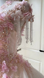 Gorgeous Ball Gown Crew Neck Pleated Tulle Prom Dresses Evening Gala Gown Quinceanera Dress HZ0319