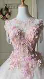 Gorgeous Ball Gown Crew Neck Pleated Tulle Prom Dresses Evening Gala Gown Quinceanera Dress HZ0319