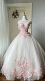 Gorgeous Ball Gown Crew Neck Pleated Tulle Prom Dresses Evening Gala Gown Quinceanera Dress HZ0319