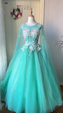 Elegant Ball Gown Crew Neck Tulle Prom Dresses Evening Gala Gown Birthday Party Dress HZ0319