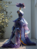 New Arrival Prom Dress V-neck Flower Birthday Party Outfits Evening Dress Gala Gown HZ0319