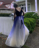 Ombre Prom Dress Spaghetti Straps Tulle Birthday Party Outfits Evening Gown Gala Dress HZ0319