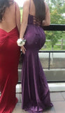 Shiny Prom Dress Dark Purple Slit Party Outfits Spaghetti Straps Evening Gown Gala Dress HZ0319