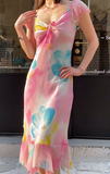 Fashion Prom Dress Chiffion V-neck Pleated Evening Dresses Print Gala Gown Cocktail Outfits HZ0319