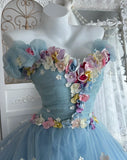 Stunning Ball Gown Off Shoulder Pleated Tulle Evening Gala Gown Prom Dresses Sweet 16th Dress HZ0319