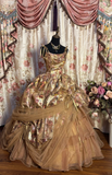 Retro Straps A-Line Printed Tulle Long Formal Evening Gown Birthday Ball Gown, HZ0319