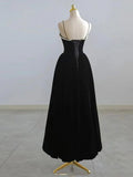 Retro Burgundy Beaded Spaghetti Strap Design A-line Velvet Party Dress Homecoming Dress HZ0319