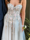 Charming Prom Dress Sweetheart Applique Long Evening Dress Party Outfits Gala Gown HZ0319