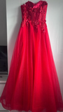 Beauty Prom Dress Red Sweetheart Pleated Tulle Long Gala Gown Evening Dress Party Outfits HZ0319