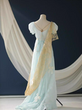 Elegant Imperial Prom Dress Square Neck Print Gala Gown Evening Dress Party Outfits HZ0319