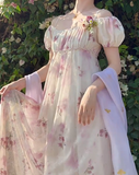 Charming Imperial Prom Dress Crew Neck Pleated Print Gala Gown Evening Dress Party Outfits HZ0319