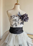 90s Retro Prom Dress Strapless Pleated Tulle Homecoming Dress Evening Dress Birthday Party Outfits HZ0319