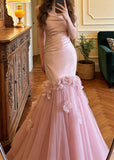 Elegant Prom Dress Strapless Pleated Tulle Mermaid Formal Gala Gown Evening Dress Party Outfits HZ0319