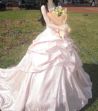 Pretty Ball Gown Light Pink Strapless Beading Pleated Evening Dress Quinceanera Dress 18th Birthday Prom Gown HZ0319