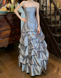 Elegant Prom Dress A Line Strapless Pleated Gala Gown Fomal Evening Dress Graduation Dress HZ0319