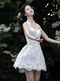 Retro White Appliqued Sleeveless Design A-line Party Dress Homecoming Dresses HZ0319