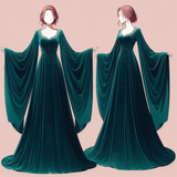 Elegant Burgundy Long Sleeves A-Line Velvet Long Formal Evening Dress, HZ0319