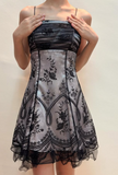 Chic Floral Spaghetti Strap A-line Chiffon Short Party Dresses Homecoming Dresses, HZ0319