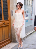Fashion Beige Strapless Design A-line Tulle Women Party Dress, HZ0319