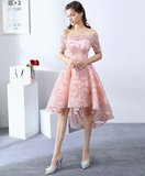Vintage Pink Applique Off-the-shoulder Design A-line Tulle Party Dress Homecoming Dress HZ0319