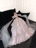 Gorgeous Shiny Pink Beaded Sequined Design A-Line Prom Dress Evening Dress HZ0319