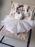 Cute Fashion White Bow Design A-line Tulle Party Dresses Homecoming Dresses, HZ0319