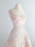 Retro Pink Floral Exquisite Embroidery Design A-Line Short Homecoming Dress Party Dress HZ0319