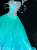 Gorgeous Sparkling Blue-green Sequin A-Line Design Evening Dress Prom Dresses HZ0319
