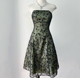 Green Strapless A-Line Midi Length Cocktail Dresses Vintage Party Dresses , HZ0319
