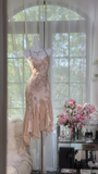 Vintage Champagne Sparkling Beaded Spaghetti Strap Romantic Chiffon Evening Dress Prom Dresses, HZ0319