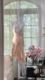 Vintage Champagne Sparkling Beaded Spaghetti Strap Romantic Chiffon Evening Dress Prom Dresses, HZ0319