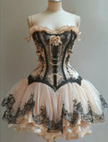 Retro Strapless Sweetheart Lolita Princess Dress A-line Applique Chiffon Party Dress Homecoming Dress HZ0319