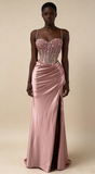 Charming Prom Dress Pink Spaghetti Straps Beaded Satin Long Evening Party Dress Birthday Outfits, HZ0319