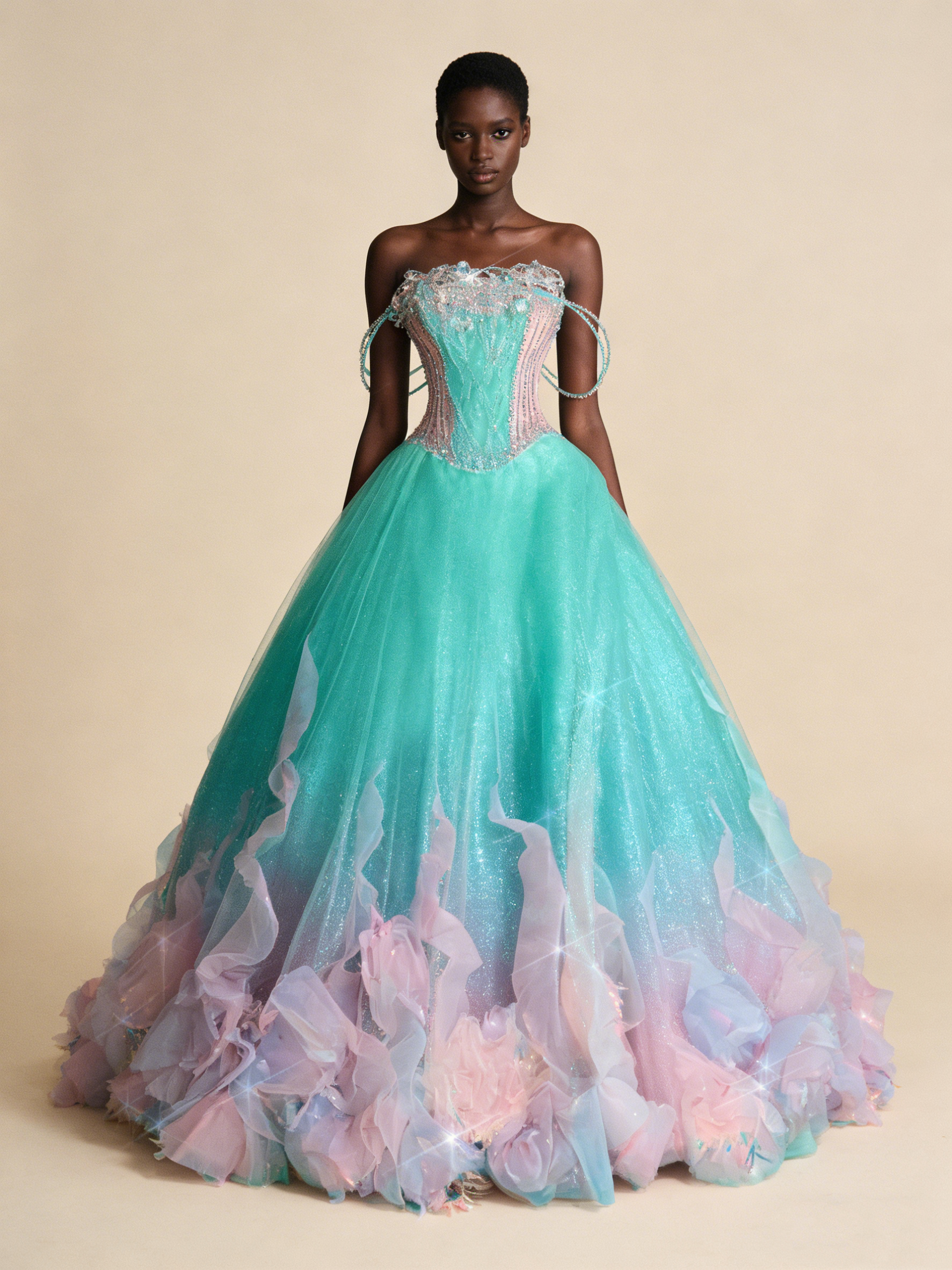 Gorgeous Sparkling Blue-green Sequin A-Line Design Evening Dress Prom Dresses HZ0319