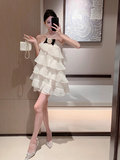 Cute Halter Sleeveless Mini Chiffon Dress Birthday Outfits Dress Party Dress HZ0319